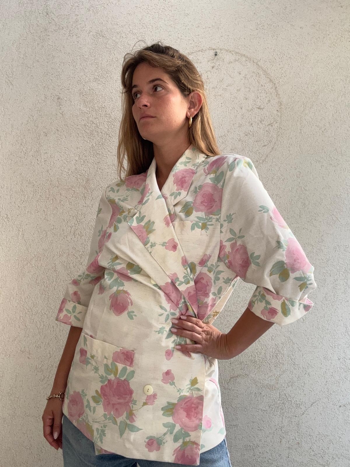 וינטג' בלייזר פרחי ורד