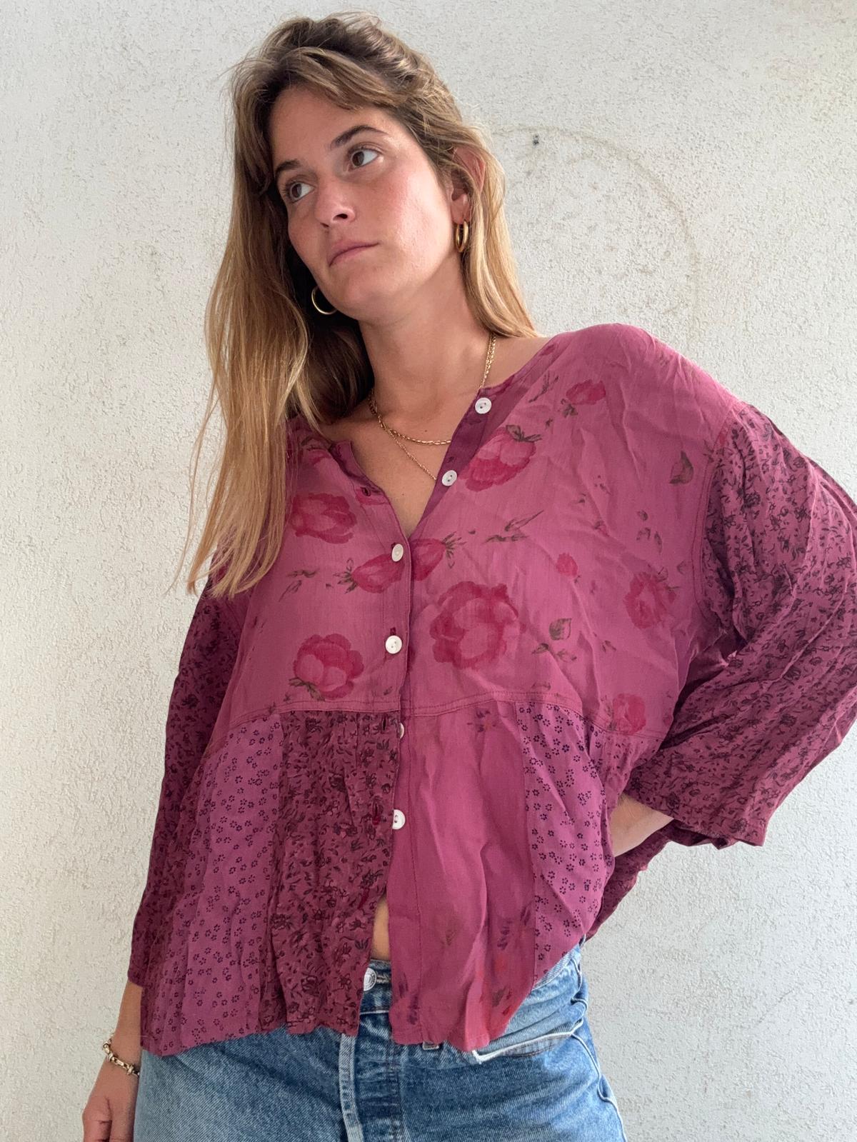 וינטג' ורודה פרחים בוהו