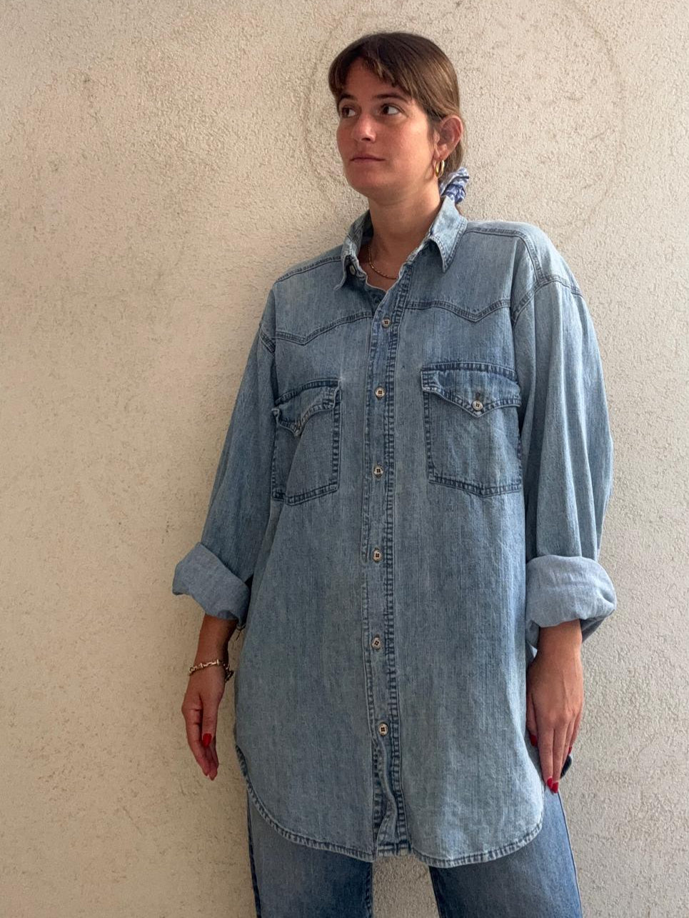 מכופתרת ג'ינס denim