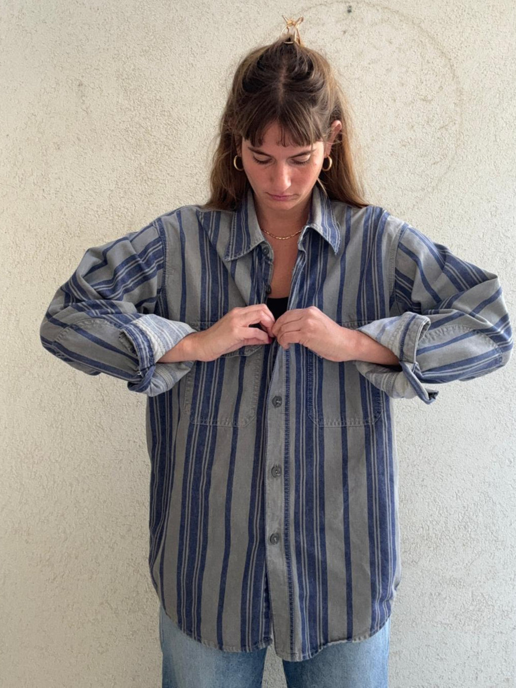 חולצה דיזל מכופתרת פסים Denim