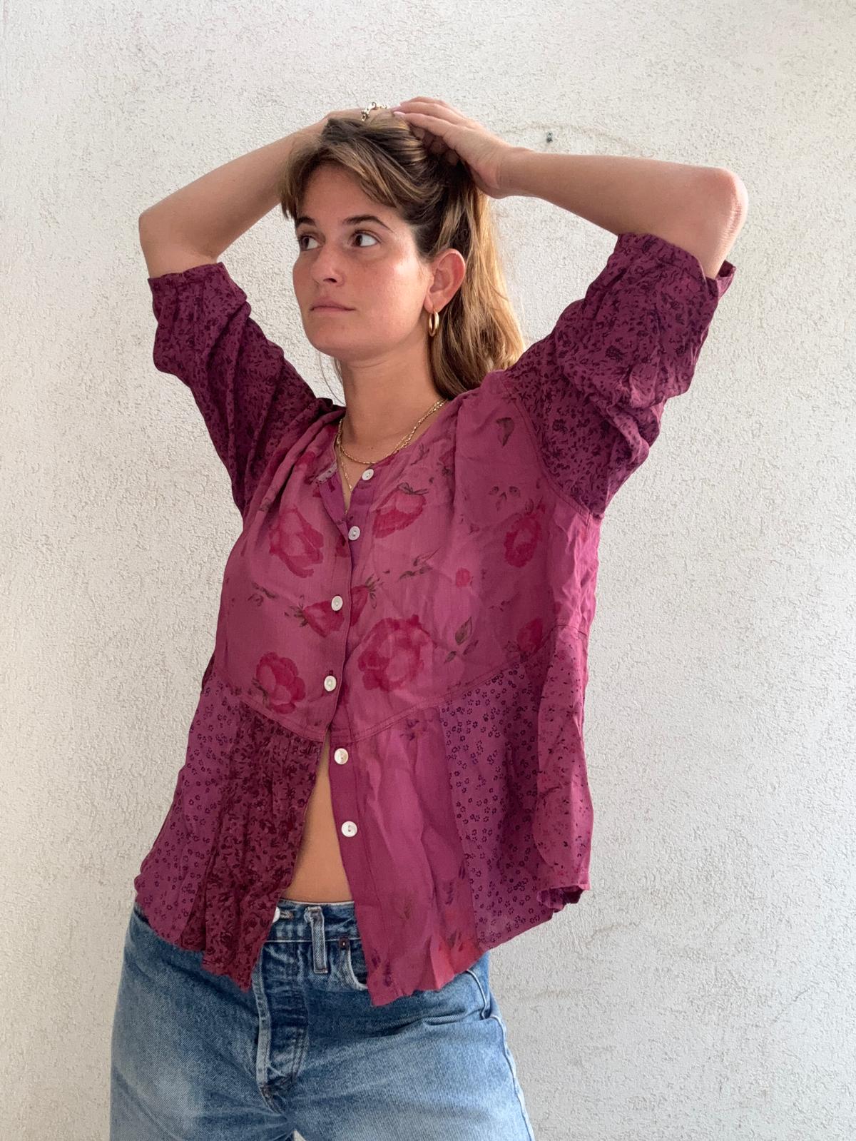 וינטג' ורודה פרחים בוהו