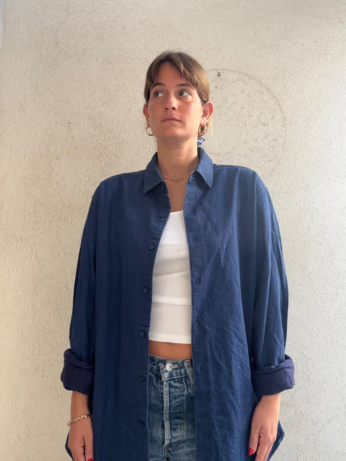 Denim Massimo Dutti חולצה בצבע גינס