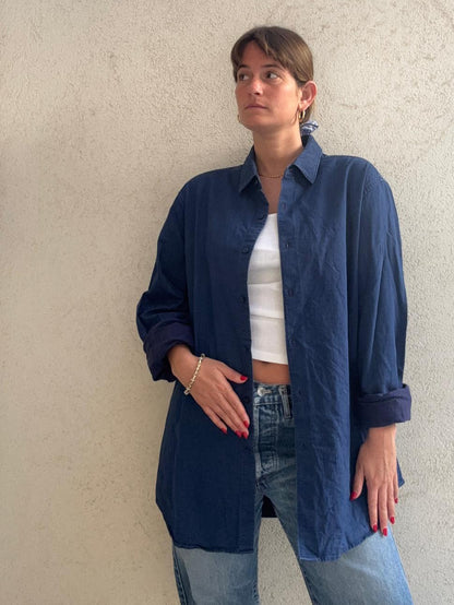 Denim Massimo Dutti חולצה בצבע גינס