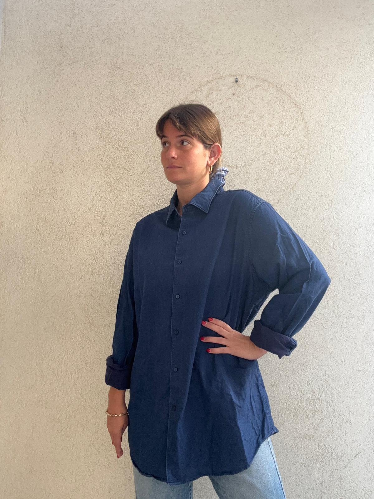 Denim Massimo Dutti חולצה בצבע גינס