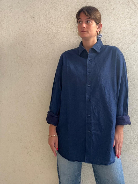 Denim Massimo Dutti חולצה בצבע גינס