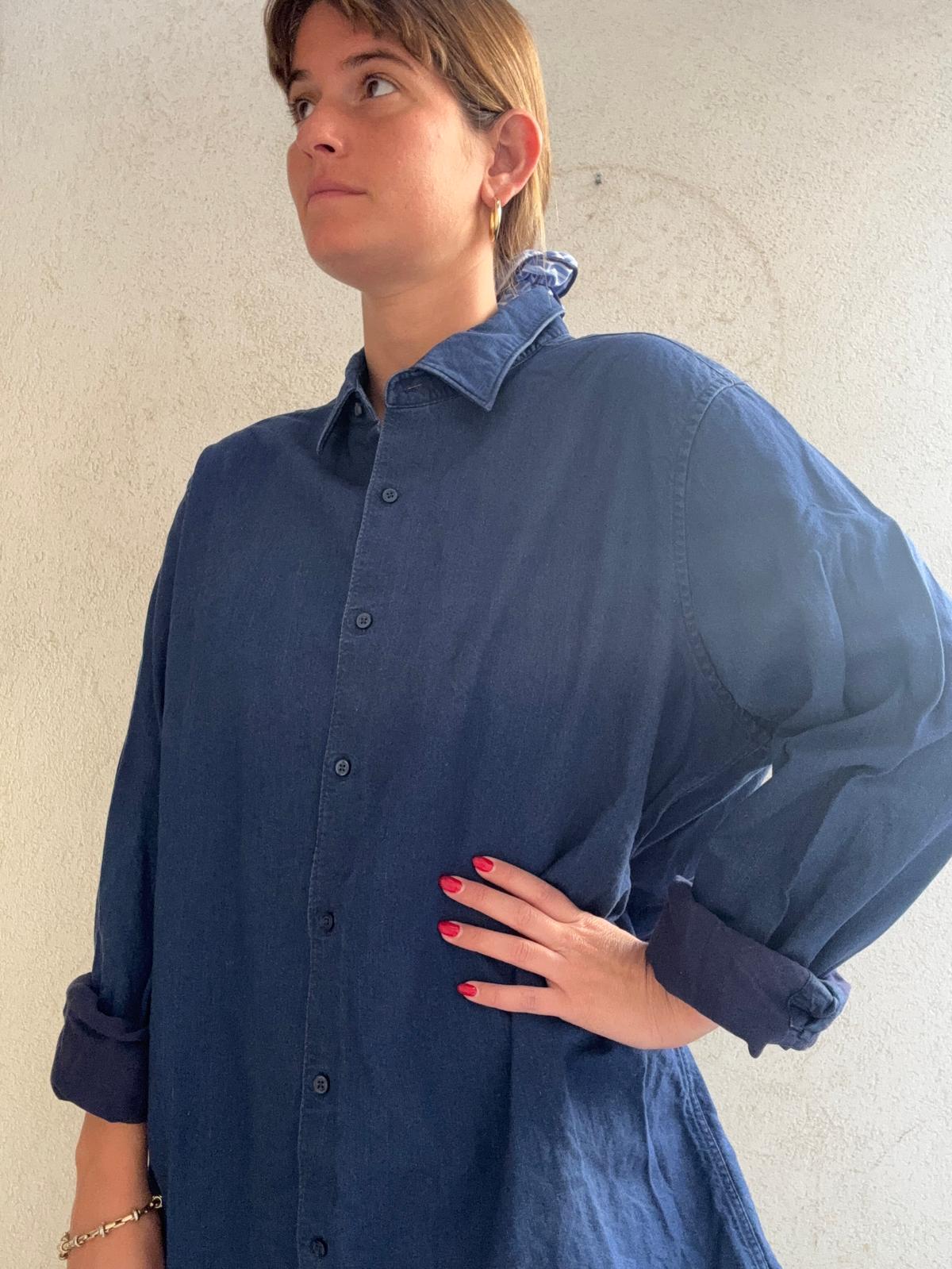 Denim Massimo Dutti חולצה בצבע גינס