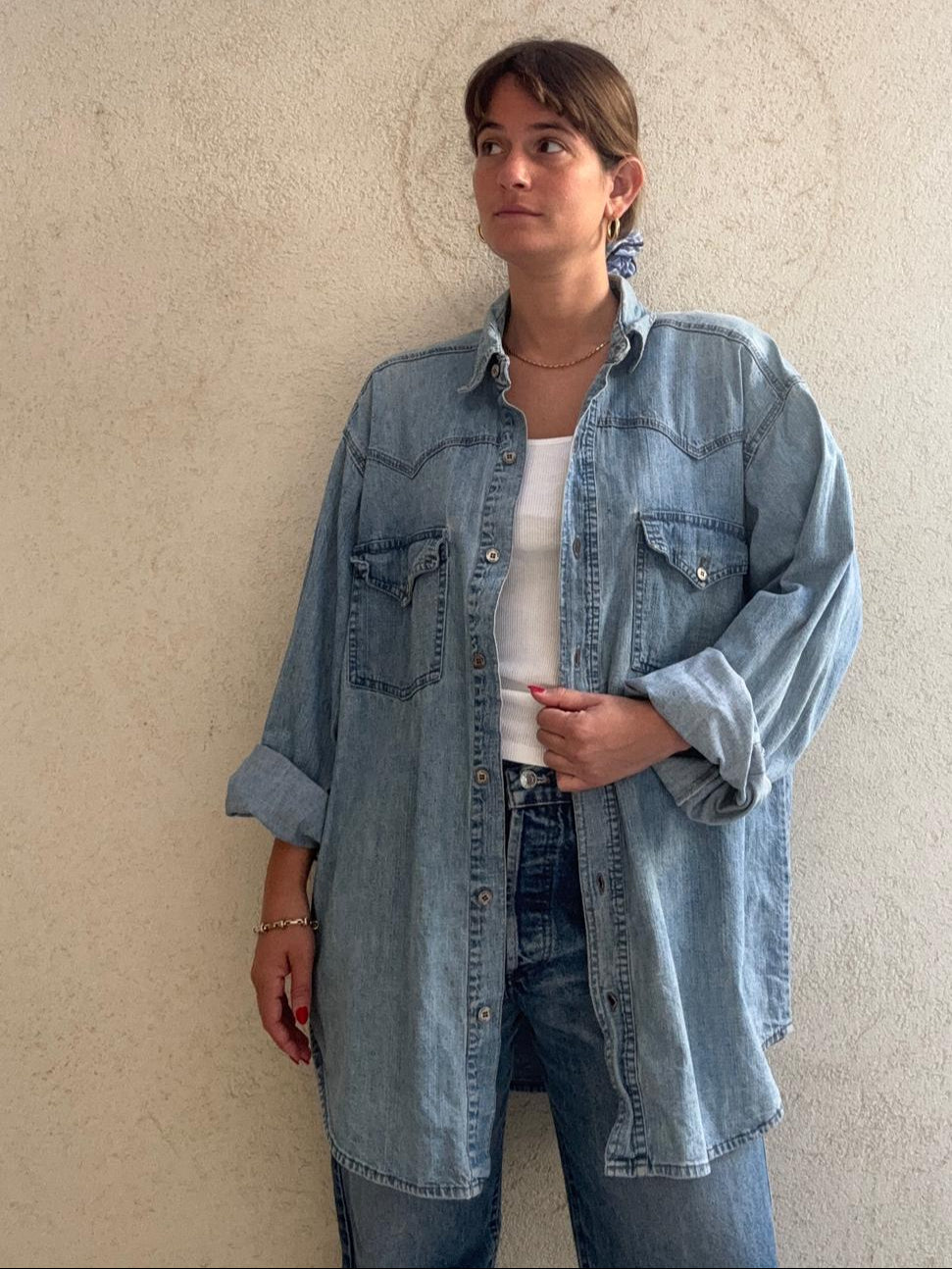 מכופתרת ג'ינס denim