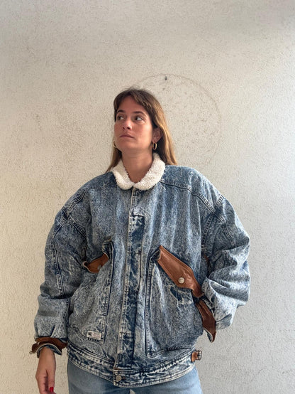 ז'קט ג'ינס עם פרווה  Cimmarron Denim
