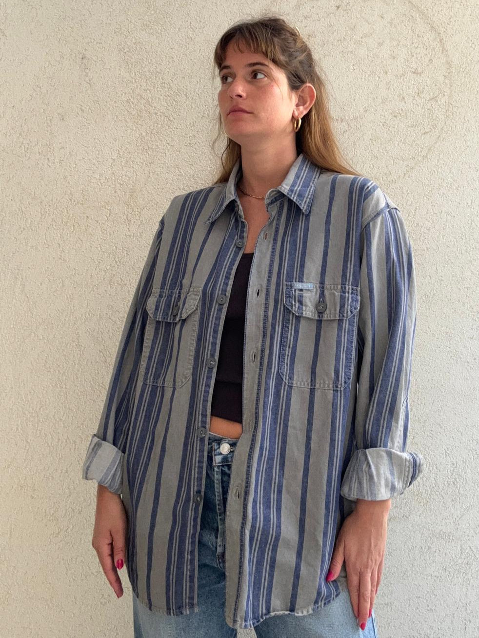 חולצה דיזל מכופתרת פסים Denim