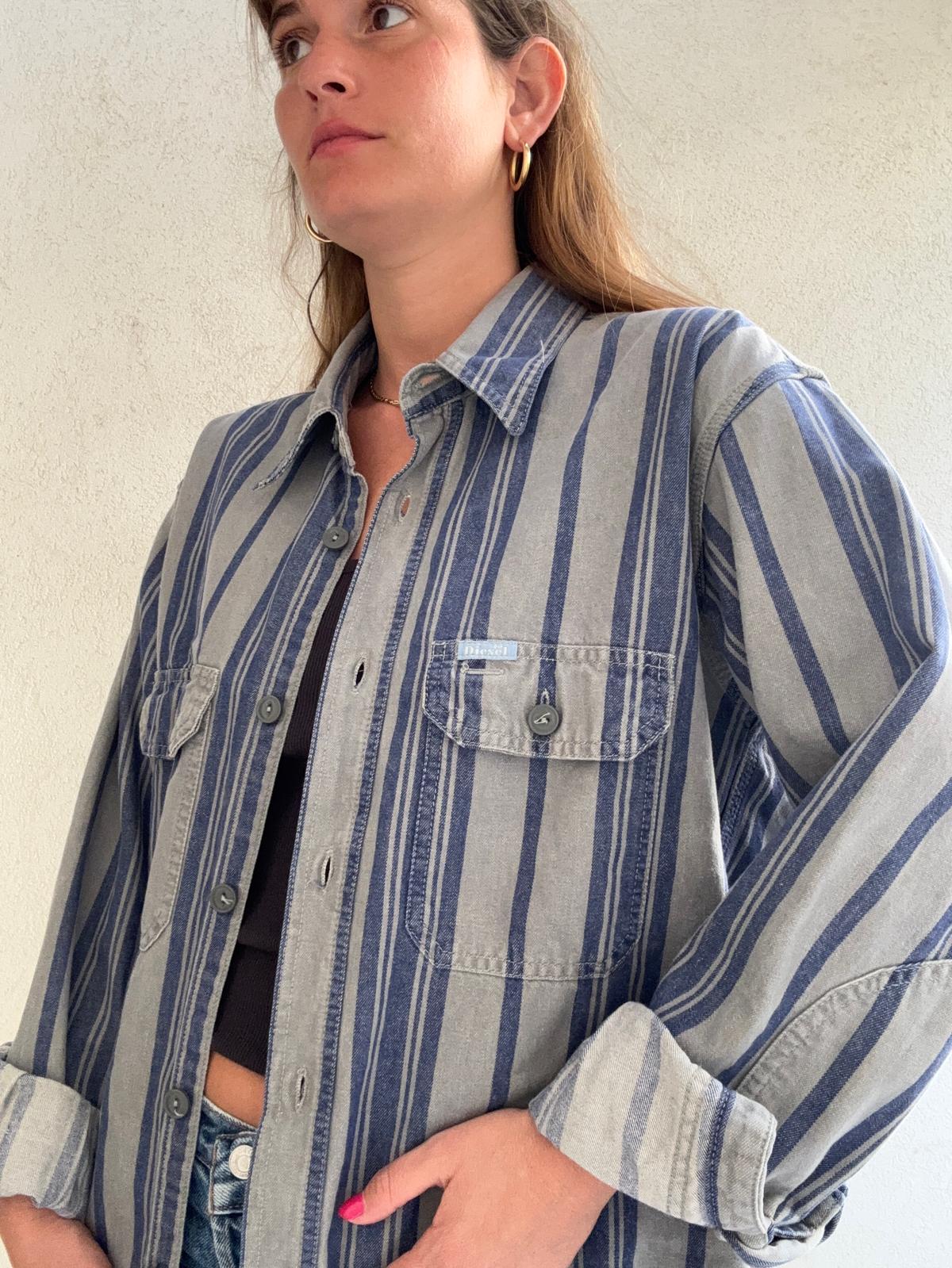 חולצה דיזל מכופתרת פסים Denim