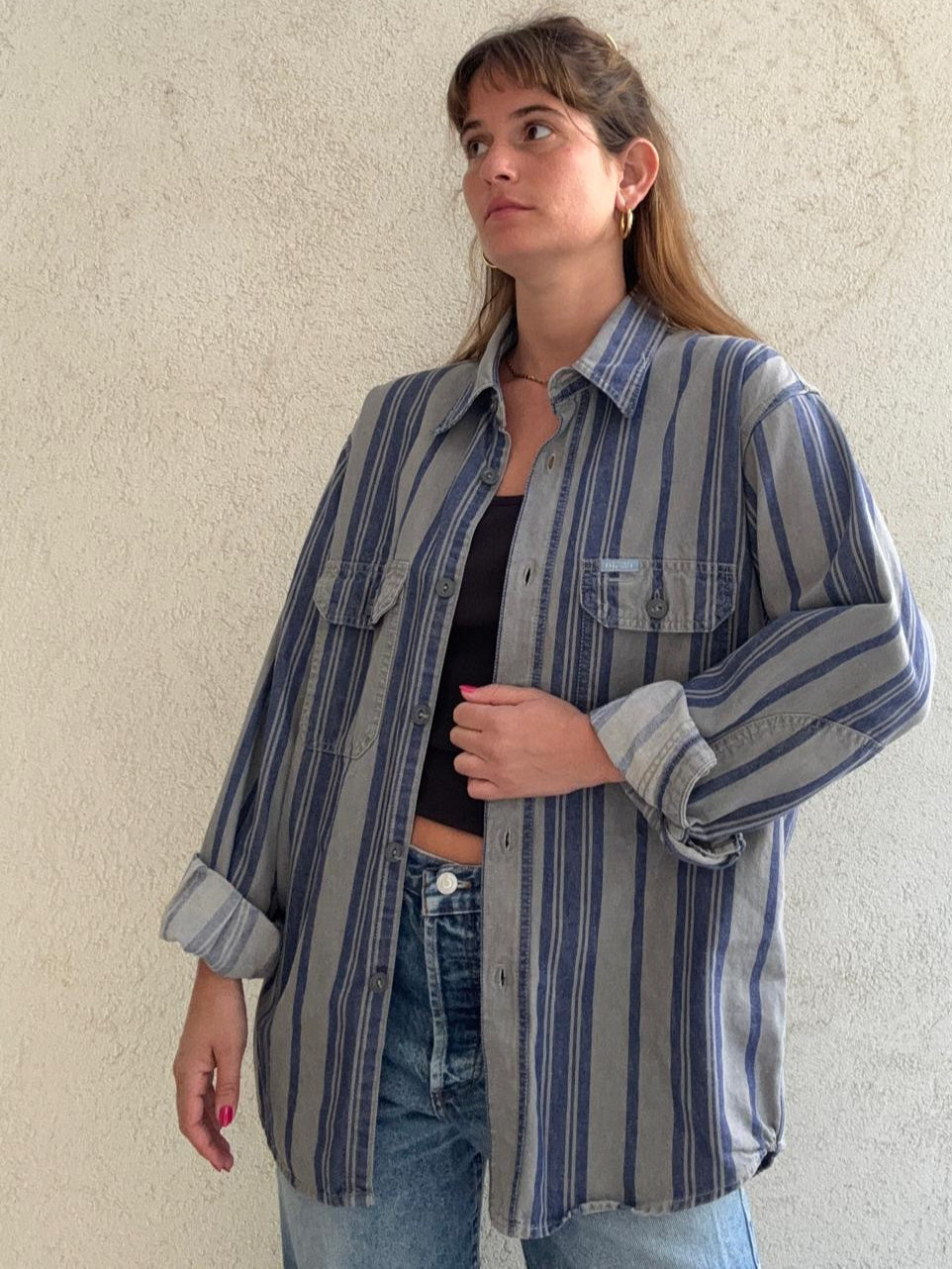 חולצה דיזל מכופתרת פסים Denim