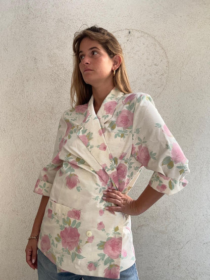 וינטג' בלייזר פרחי ורד