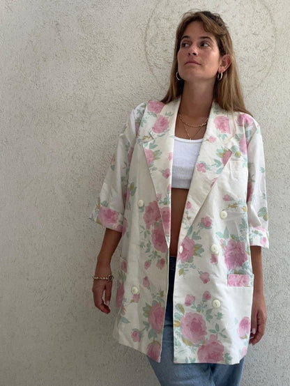 וינטג' בלייזר פרחי ורד