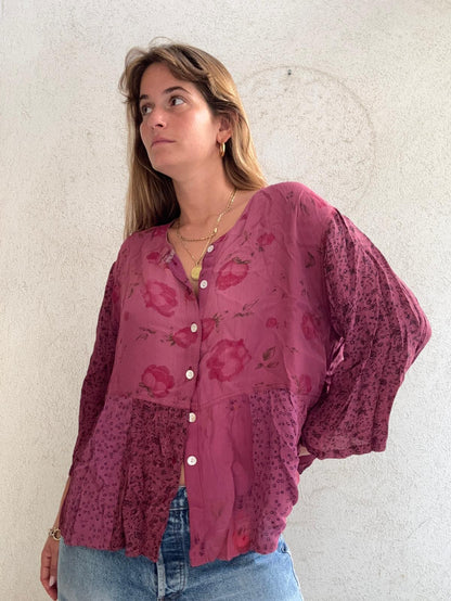 וינטג' ורודה פרחים בוהו