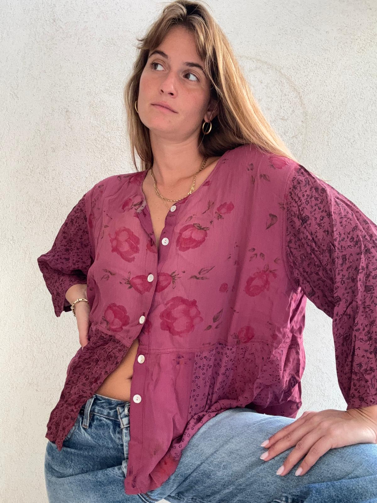 וינטג' ורודה פרחים בוהו