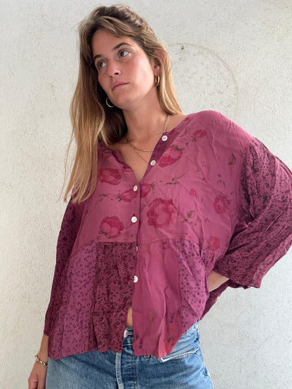 וינטג' ורודה פרחים בוהו