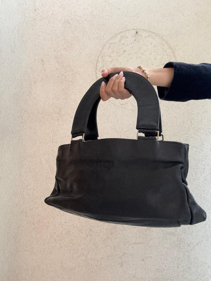 תיק עור וינטג שחור קטן