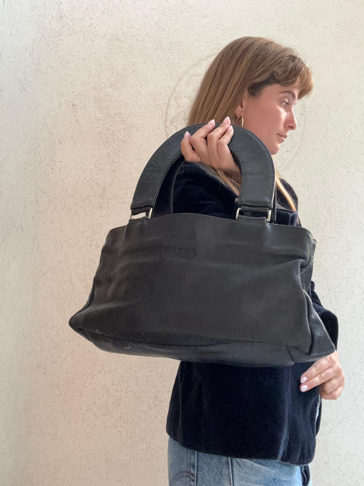 תיק עור וינטג שחור קטן