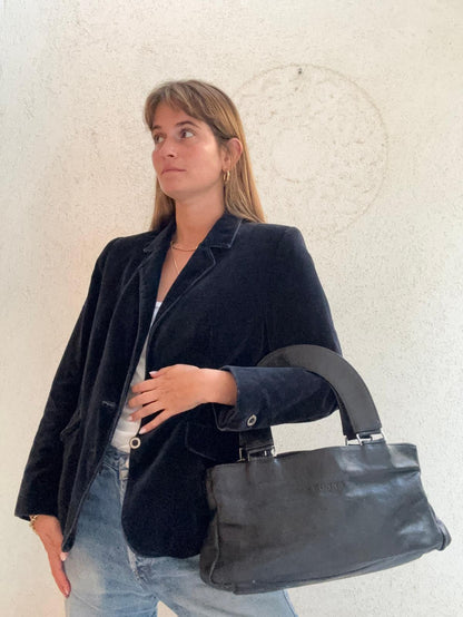 תיק עור וינטג שחור קטן